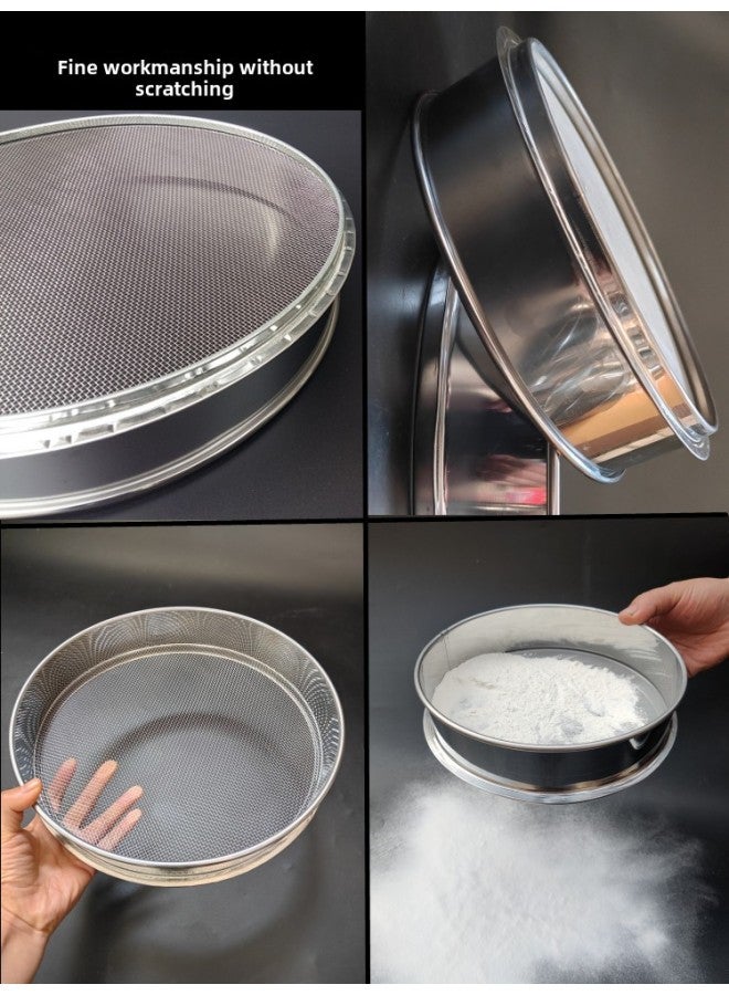 Stainless Steel Powder Wrapping Sieve Flour Sieve 304 Stainless Steel Fried Chicken Powder Special Sieve Fried Chicken Leg Powder Wrapping Screen-Colour:Diameter 45cm Whole Body Stainless Steel  - Image 4