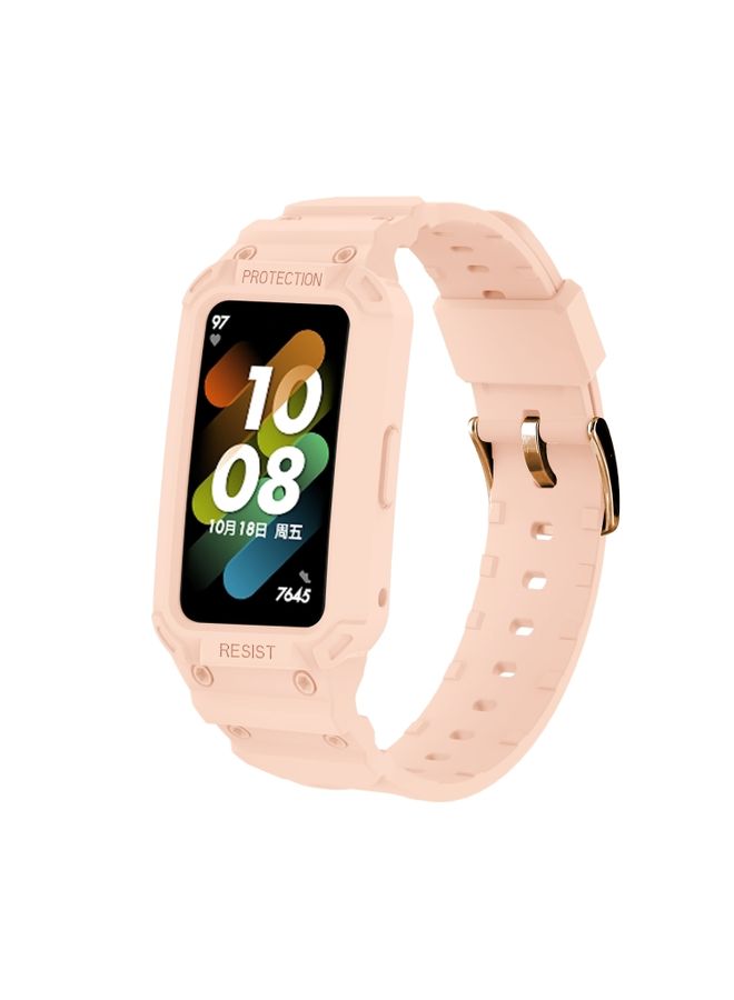 Replacement Strap For Huawei Band 7 / 6 / Honor Band 6 Integrated TPU Watch Band Pink