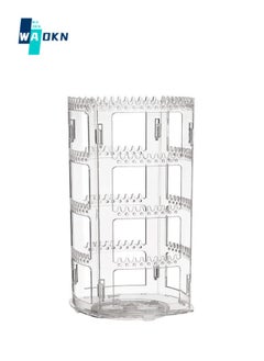 360 Rotating Earring Holder and Jewelry Organizer, 4 Tiers Jewelry Rack Display Classic Stand, 158 Holes and 158 Grooves for Necklaces Earrings Piercings, Clear