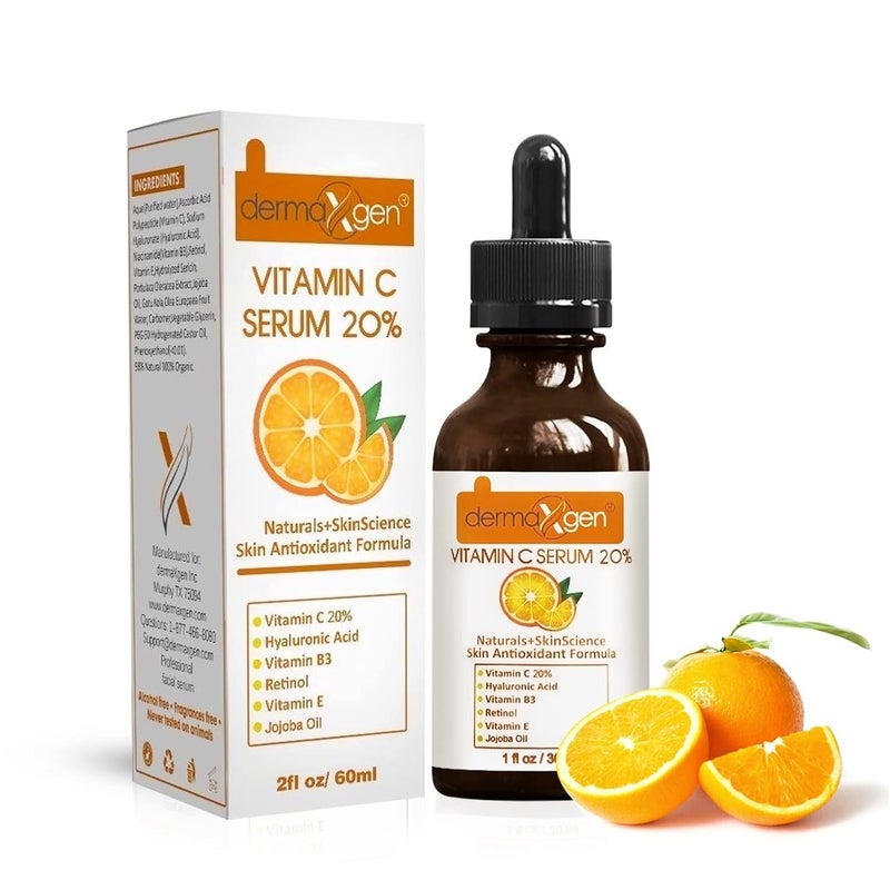 dermaxgen 20 Vitamin C Serum  Hyaluronic Acid  Retinol  Vitamin E  Vitamin B PURE ORGANIC Boost Skin Collagen Moisturizer Anti Aging  Wrinkle Facial Serum