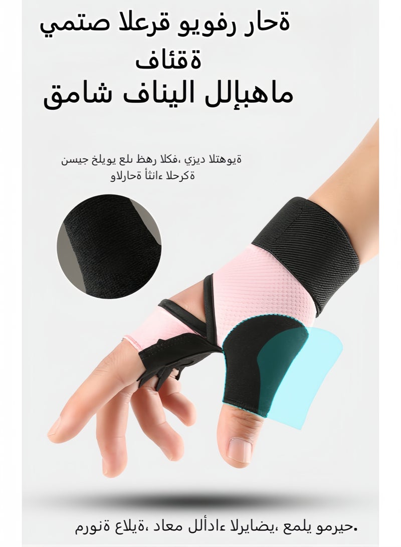 قفازات رياضية نسائية وردي - للأصابع المكشوفة مع حلقات خلع سريعة، ظهر قابل للتنفس، منشفة إبهام وحزام معصم للتمارين والأوزان - Image 3