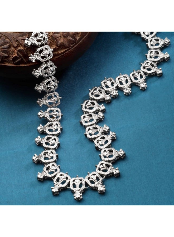 Karatcart Oxidised Silver Kundan Kamarbandh for Women - Image 4
