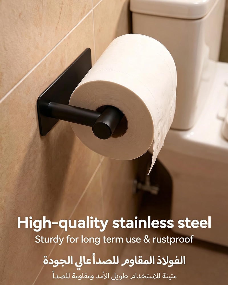 Proxima Direct 2 Pack Adhesive Toilet Paper Holder Rustproof 304 Stainless Steel Kitchen Roll Holder Peel and Stick for Washroom Home (Black) - Image 3
