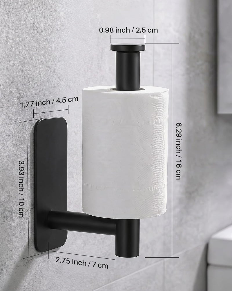 Proxima Direct 2 Pack Adhesive Toilet Paper Holder Rustproof 304 Stainless Steel Kitchen Roll Holder Peel and Stick for Washroom Home (Black) - Image 2