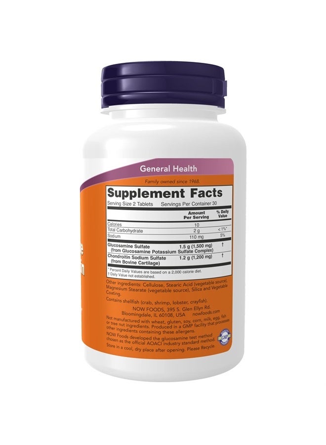now Supplements, Glucosamine & Chondroitin Extra Strength, Sulfate Forms, 60 Tablets - Image 1