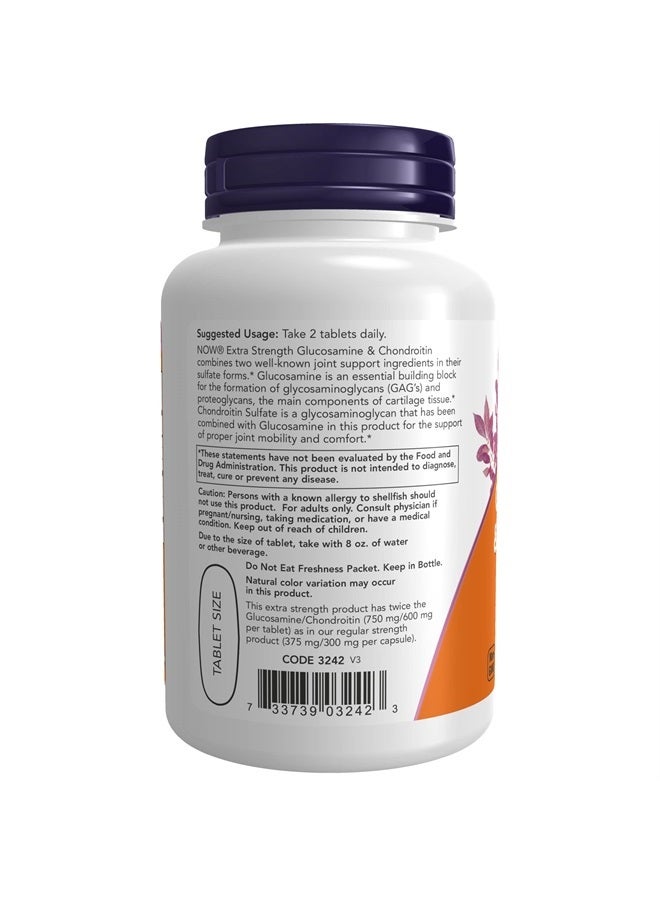 now Supplements, Glucosamine & Chondroitin Extra Strength, Sulfate Forms, 60 Tablets - Image 2