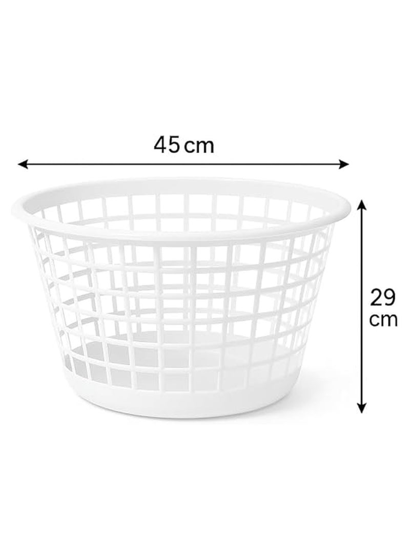 Master Gold Plastic Mesh Laundry Basket 45x29cm | Shatterproof Lightweight Clothes Basket with Ventilation and Portable | Multipurpose Storage Basket for Clothes, Toys, Towels (White) - Image 3