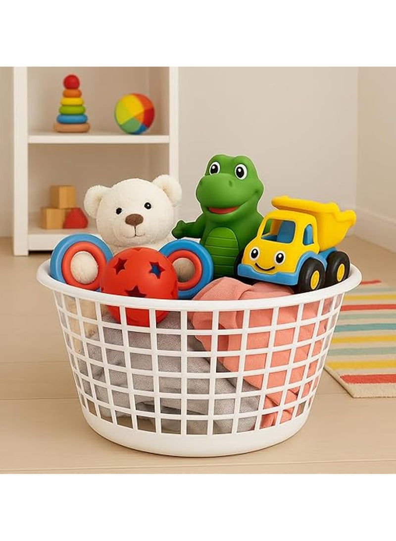 Master Gold Plastic Mesh Laundry Basket 45x29cm | Shatterproof Lightweight Clothes Basket with Ventilation and Portable | Multipurpose Storage Basket for Clothes, Toys, Towels (White) - Image 4