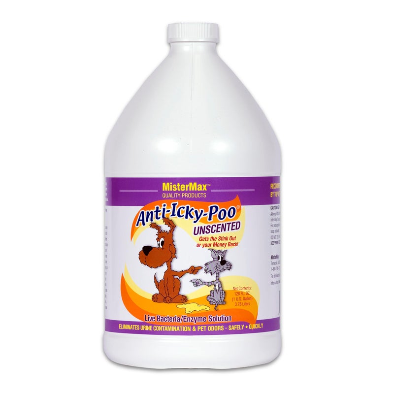 Mister Max Anti Icky Poo Pet Urine Enzyme Cleaner & Feces Odor Remover, Enzymatic Cleaner for Dog & Cat Urine, Pet Odor Remover Spray, 1 Gallon (Unscented) - Image 1