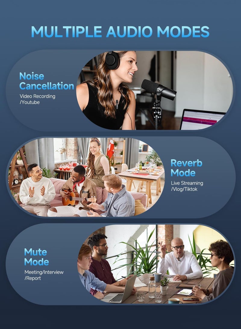 مس تيارا ميكروفون لافالير لاسلكي لنوع C وiPhone - ميكروفون لاسلكي للتوصيل والتشغيل، ميكروفون لافالير صغير، يتضمن 2 ميكروفون، 2 بوم بوم، 1 موصل متعدد الواجهات، 1 حقيبة تخزين، شريحة تقليل الضوضاء فائقة الانخفاض 2.4 جيجاهرتز، مناسب لتسجيل الفيديو والمقابلات والبودكاست والمدونات المرئية ويوتيوب وتيك توك وما إلى ذلك. (عبوة من قطعتين) - Image 4