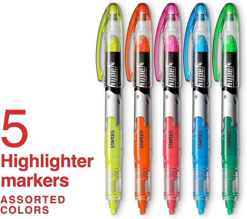 Staples Hype Liquid Highlighters Assorted 5Pack - Image 2