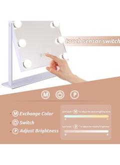 DANIM Vanity Mirror Hollywood Makeup Mirror With 12 LED Lights Lighted Dimmable 3 Colors Mode Touch Control  - Image 3