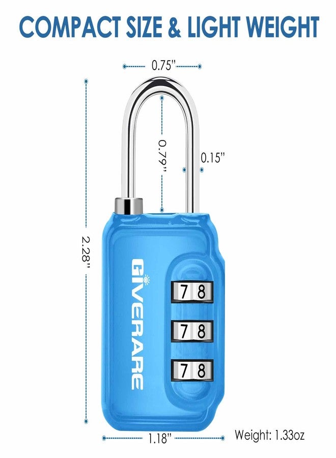 GIVERARE 2 Pack Combination Lock, 3-Digit Padlock Keyless, Resettable Luggage Locks for Backpack, Gym & School&Employee Locker,Weatherproof Travel Lock for Fence, Backyard Gate, Hasp, Case-Blue+Red - Image 2