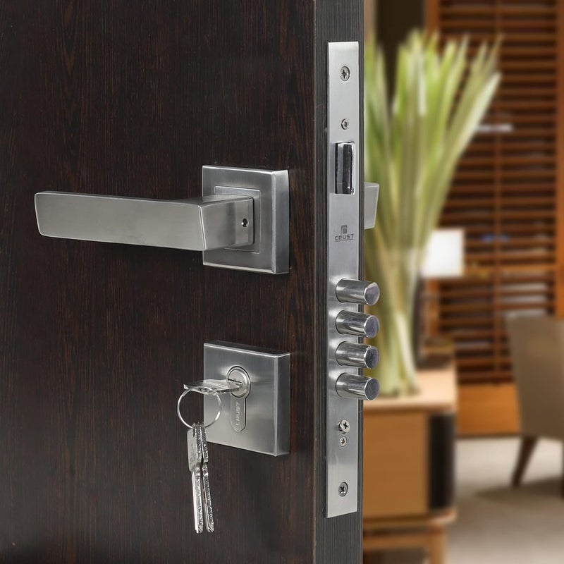 SAZE Saze Premium Rose Mortise Door Lock Handle Set Mortise Lock with Brass Lock Body and One Side Key 60mm Brass Cylinder Set with 3 Keys LB10003  - Image 1