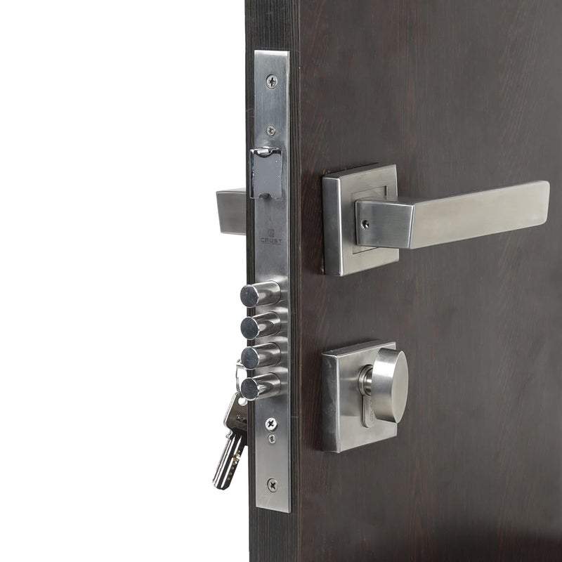 SAZE Saze Premium Rose Mortise Door Lock Handle Set Mortise Lock with Brass Lock Body and One Side Key 60mm Brass Cylinder Set with 3 Keys LB10003  - Image 4
