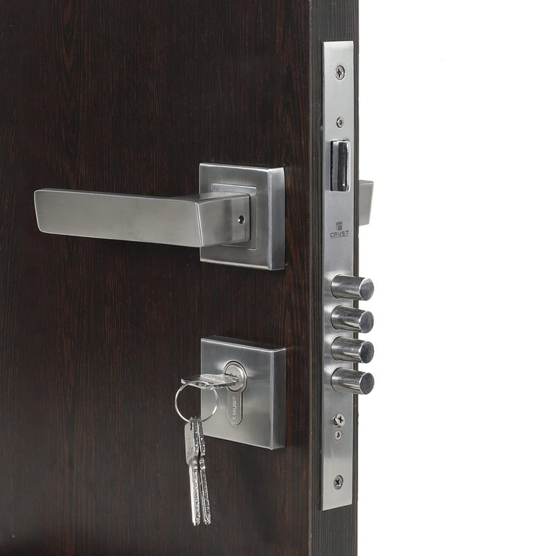 SAZE Saze Premium Rose Mortise Door Lock Handle Set Mortise Lock with Brass Lock Body and One Side Key 60mm Brass Cylinder Set with 3 Keys LB10003  - Image 3