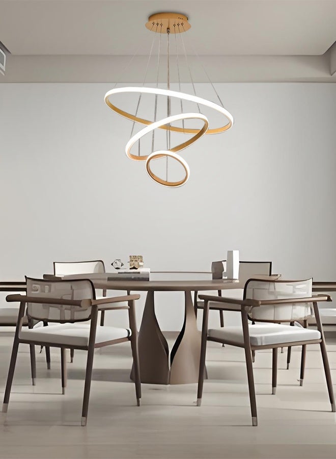 الصمام الحديث الذكي، 3 حلقات LED Pendant Light Fixture القاطع المعاصر LED الدائري مع BT Wireless Smart APP Remote Control 3 Color in One 55W LED Chandelier Ceiling Pendant Light - Image 2