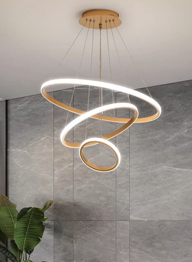الصمام الحديث الذكي، 3 حلقات LED Pendant Light Fixture القاطع المعاصر LED الدائري مع BT Wireless Smart APP Remote Control 3 Color in One 55W LED Chandelier Ceiling Pendant Light - Image 4