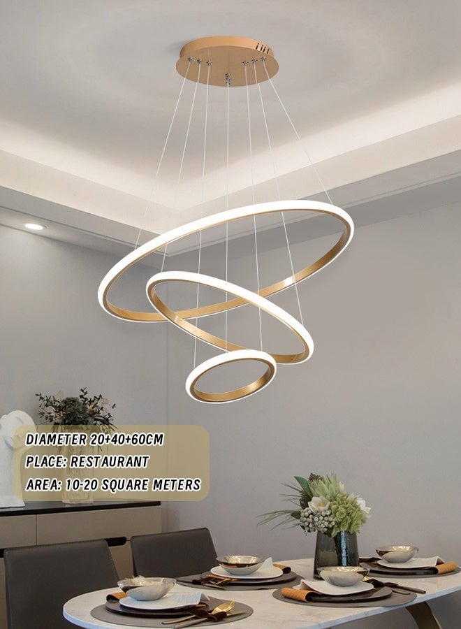 الصمام الحديث الذكي، 3 حلقات LED Pendant Light Fixture القاطع المعاصر LED الدائري مع BT Wireless Smart APP Remote Control 3 Color in One 55W LED Chandelier Ceiling Pendant Light - Image 5