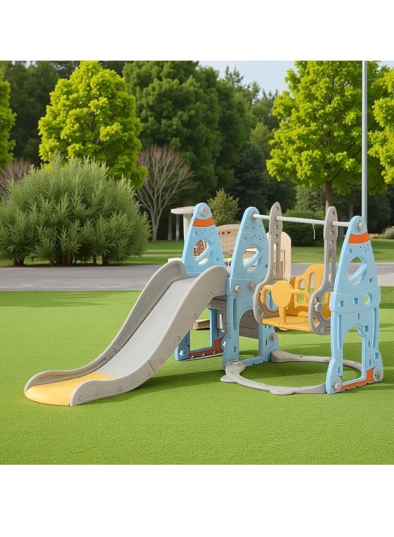 Toddler Slide Set for Kids Age 2 3 4 5 6 7 8 9，4 in 1 Baby Slide Set for Toddler Slide,Swing, Basketball and Climb Slide and Swing Set for Kids Outdoor Indoor 3+ Year Old，Home Toy Game for Boys and Girls  - Image 2