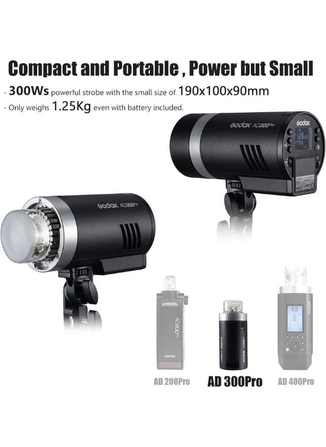Godox Godox AD300Pro 300W Portable TTL Flash Strobe – HSS 1/8000s 2.4GHz Wireless Godox Flash with Built-in Trigger and Battery – Professional Camera Flash Light for Canon Nikon Sony DSLR and Mirrorless  - Image 2