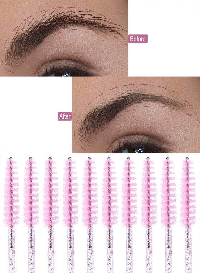 Tbestmax (100 pcs, Pink) - 100 Disposable Eyelash Brush Mascara Wands Spoolies for Eye Lashes Extension Eyebrow and Makeup Pink - Image 3