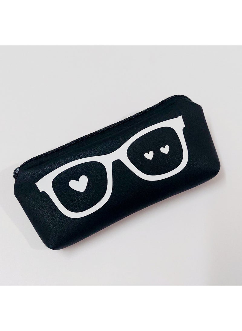 Soft Black faux leather eyeglasses case
