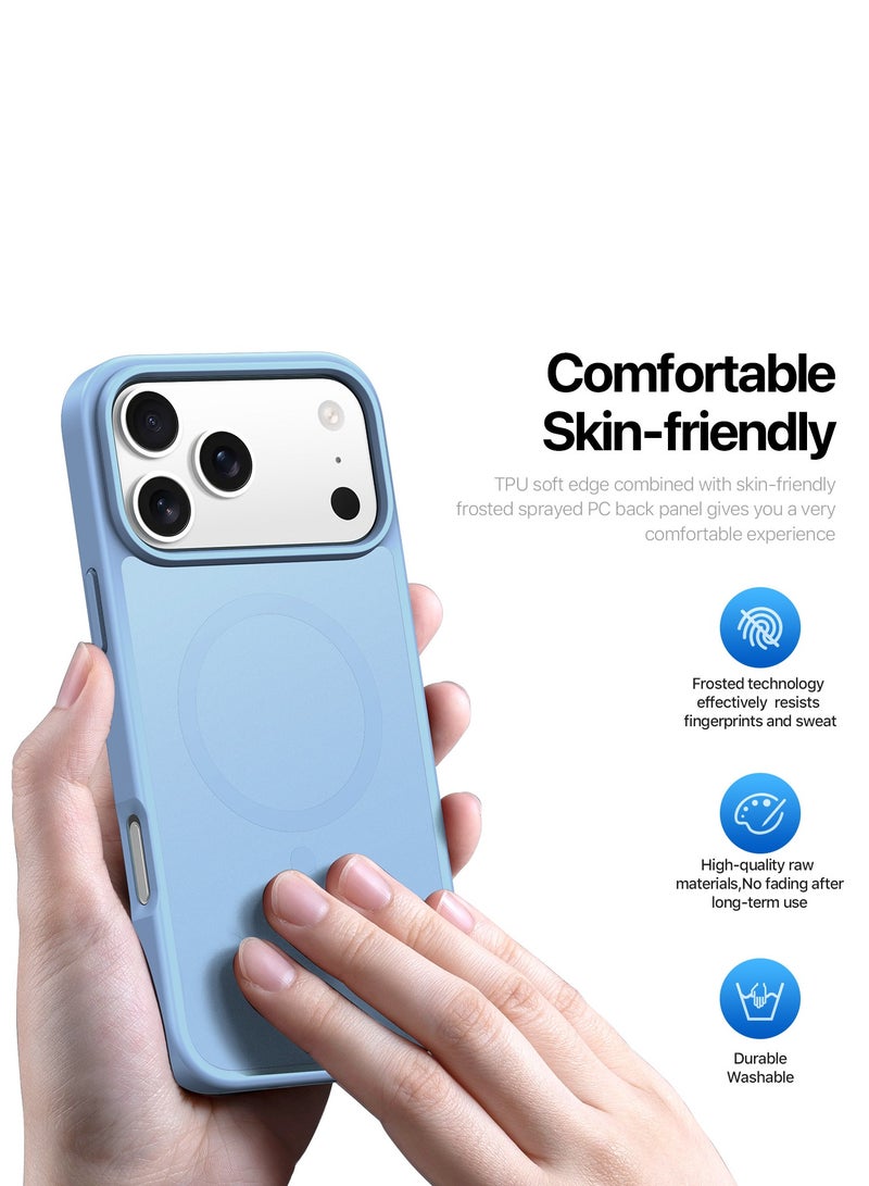 دوكس دوتشيز جراب يند دوكس دوكيس شفاف غير لامع مطفي مضاد للاصفرار [غطاء خلفي صلب من البولي كربونات ومن السيلكون ] جراب واقٍ مقاوم للصدمات متوافق مع  IPhone 17 Pro  (ازرق فاتح) - Image 5
