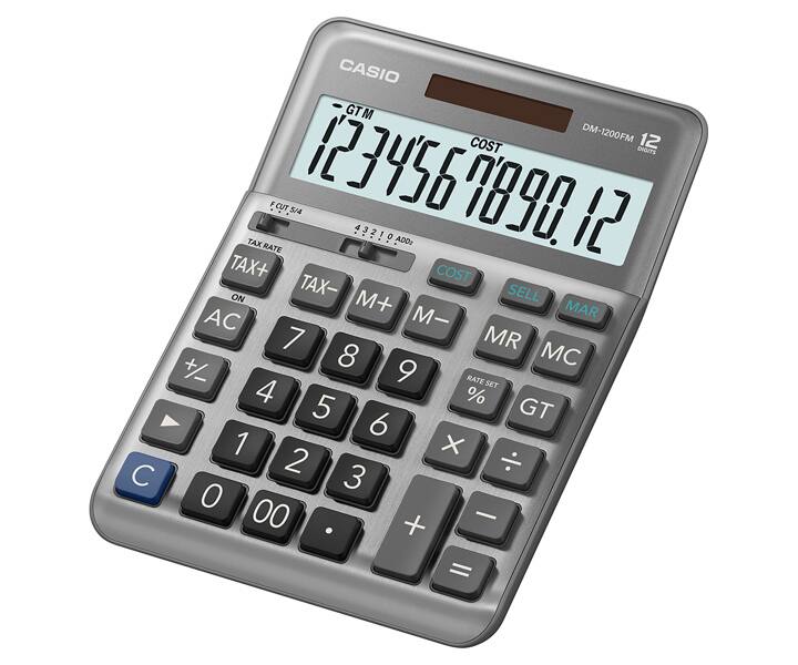 Casio DM-1200FM 12-Digit Desktop Calculator with Large Display, Dual Power, Tax Calculation & Business Functions black