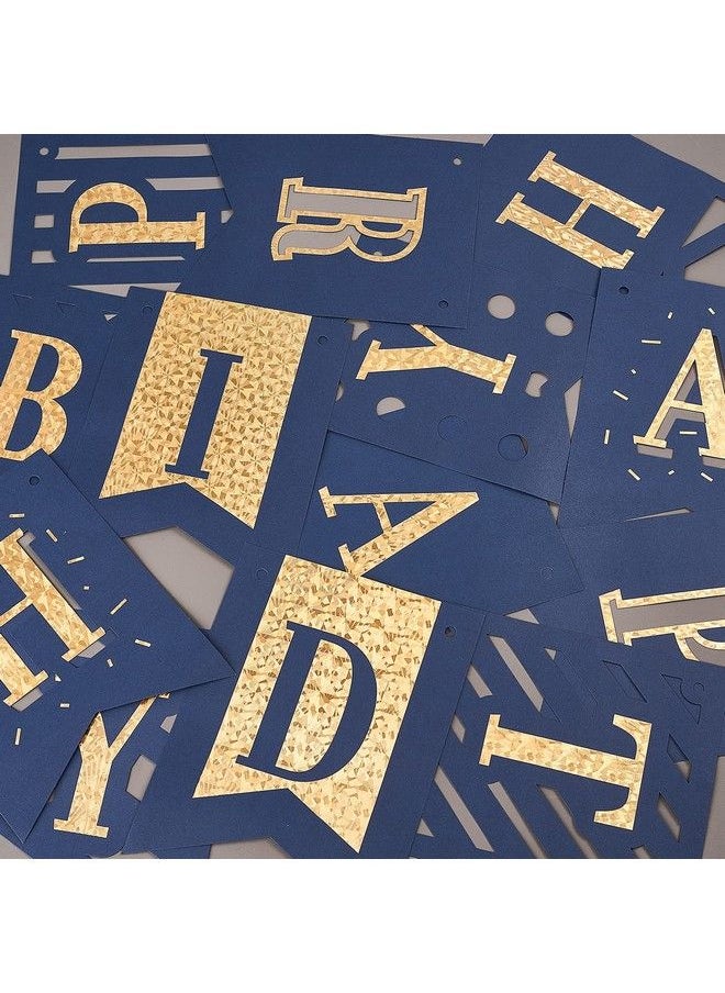 PartyWoo - Happy Birthday Banner Happy Birthday Sign Banner Navy Blue And Gold Birthday Banner Happy Birthday Decorations Blue Party Decorations Boy Birthday Party Decorations Party Supplies - Image 1