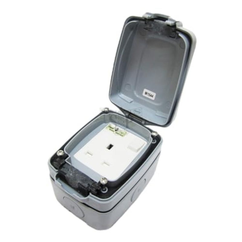 13A Switch Socket Outdoor Waterproof Ip66 Grey Masterseal Compact 86486Gry - Image 1