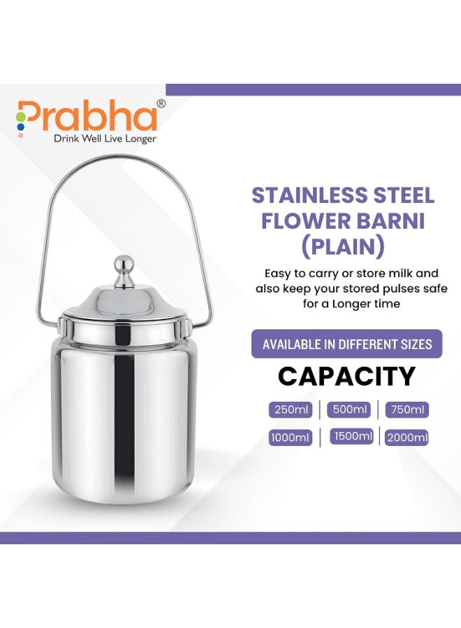 Prabha Milk Flower Plain Barni 1 Litre | Milk Can/Oil Can | Dolu Jar Ghee Dolchi | Flat Base Milk Pot Container | Steel Milk Pot With Lid. - Image 4