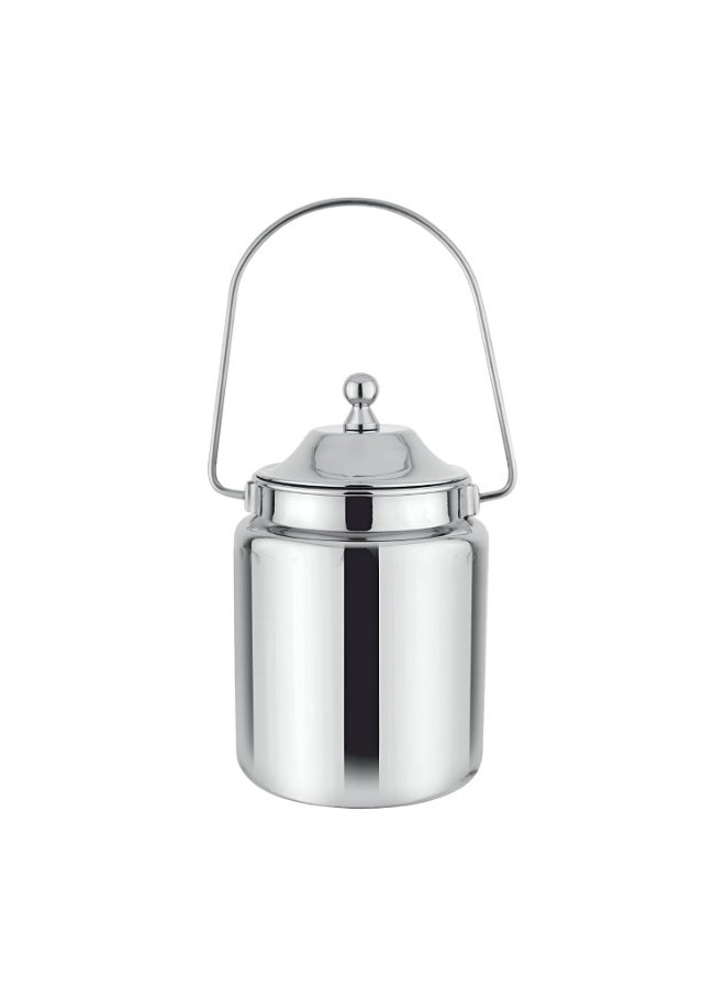 Prabha Milk Flower Plain Barni 1 Litre | Milk Can/Oil Can | Dolu Jar Ghee Dolchi | Flat Base Milk Pot Container | Steel Milk Pot With Lid. - Image 1