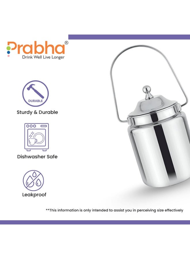 Prabha Milk Flower Plain Barni 1 Litre | Milk Can/Oil Can | Dolu Jar Ghee Dolchi | Flat Base Milk Pot Container | Steel Milk Pot With Lid. - Image 3