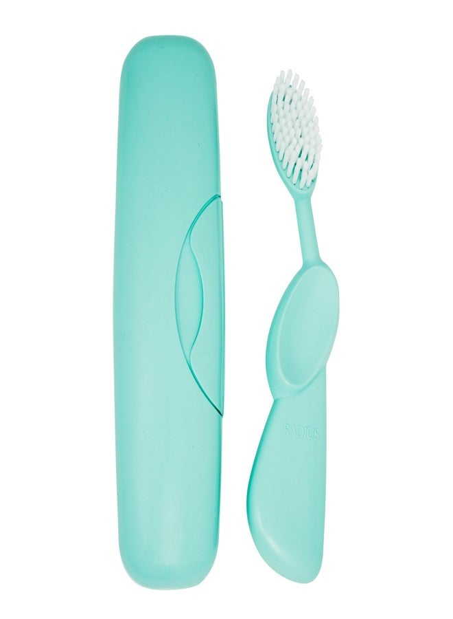 RADIUS Toothbrush Original Big Brush, BPA Free ADA Accepted - Left Hand - Mint Brush with Mint Case - Image 1