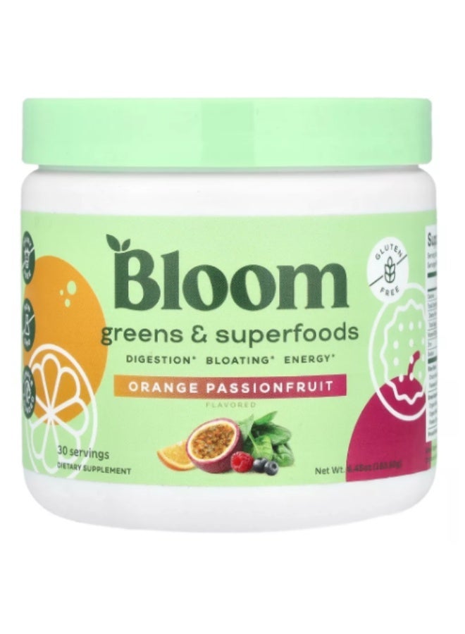 Bloom Nutrition Superfood Greens Powder, Digestive Enzymes with Probiotics and Prebiotics, 30 SVG, Orange Passionfruit - Image 1