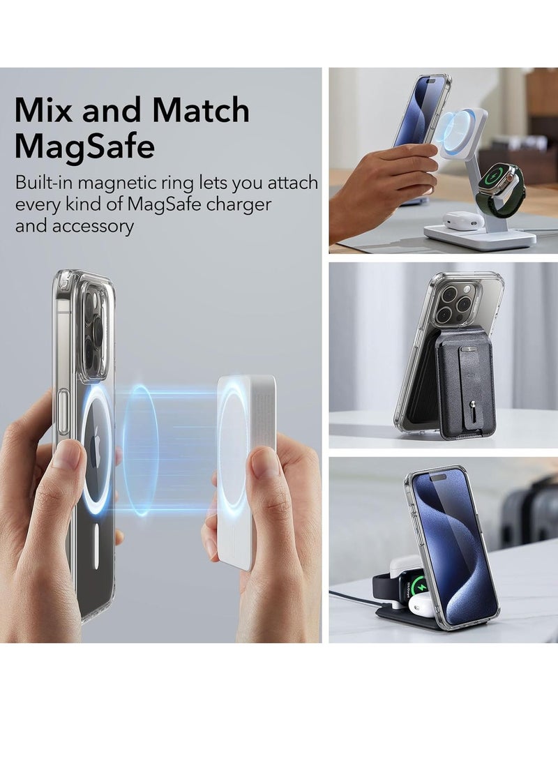 Raxoom iPhone 15 Pro Max Case Set, Compatible with MagSafe, 1 Tempered-Glass Screen Protector, 1 Set of Camera Lens Protectors, Yellowing and Scratch Resistant, Classic Series, Clear - Image 3