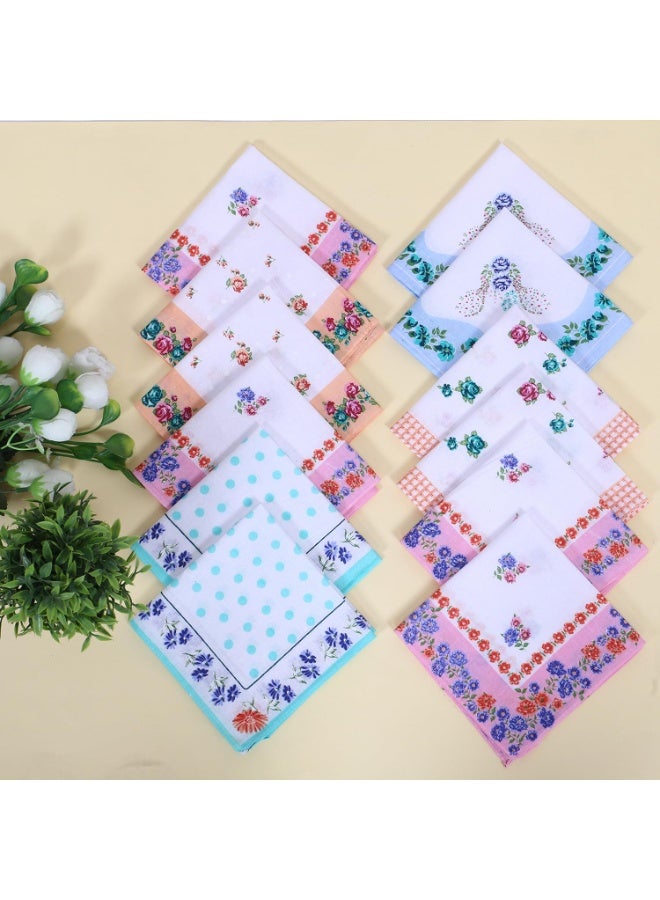 Kuber Industries Hanky Cotton | Super Absorbent Face Rumal/Hanky  | Handkerchiefs for Travel | Set Of 12 | Multi - Image 1