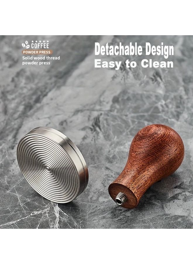 51mm Red Thread Espresso Tamper With 304 Stainless Steel And Walnut Handle - Image 5