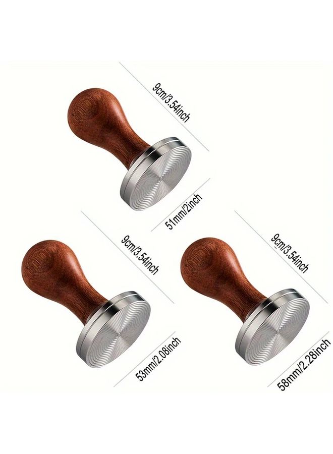 51mm Red Thread Espresso Tamper With 304 Stainless Steel And Walnut Handle - Image 2