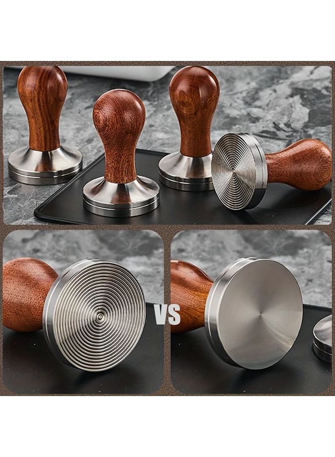 51mm Red Thread Espresso Tamper With 304 Stainless Steel And Walnut Handle - Image 3