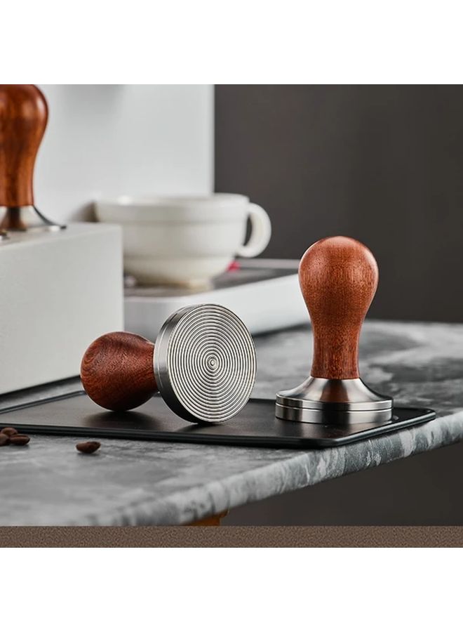 51mm Red Thread Espresso Tamper With 304 Stainless Steel And Walnut Handle - Image 1
