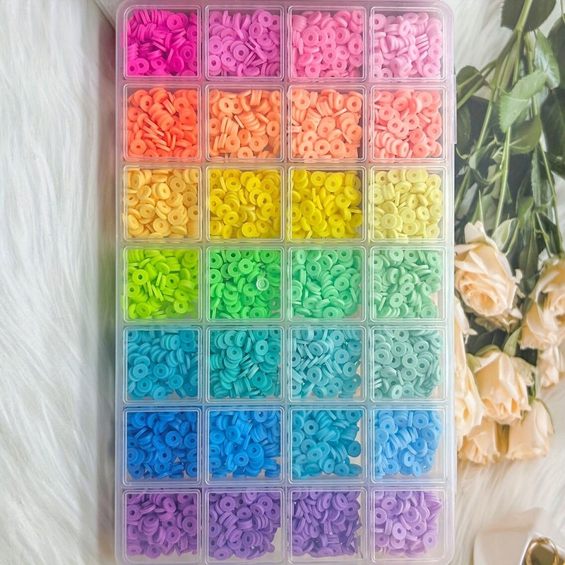 DIY 28 Grid 6mm Rainbow Bead Set for Bracelet Making Jewelry Crafting - Image 2