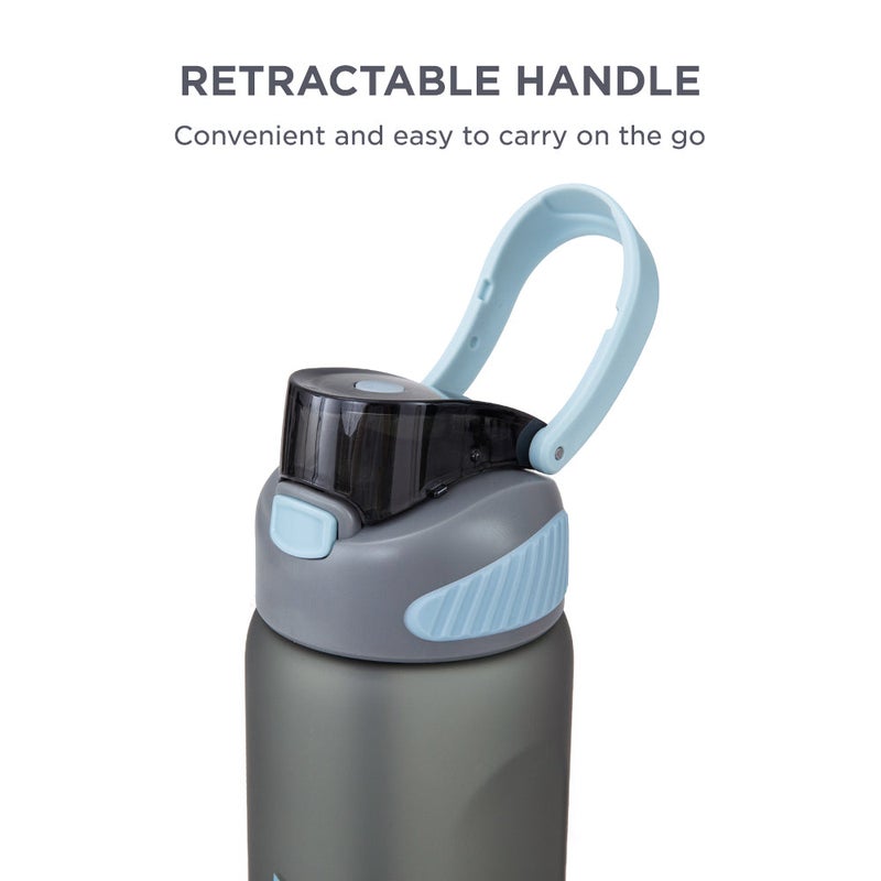HYDROBREW Sip Switch Tritan Water Bottle 1000ml Leakproof, BPA Free, Straw & Spout Lid- Graphite - Image 4