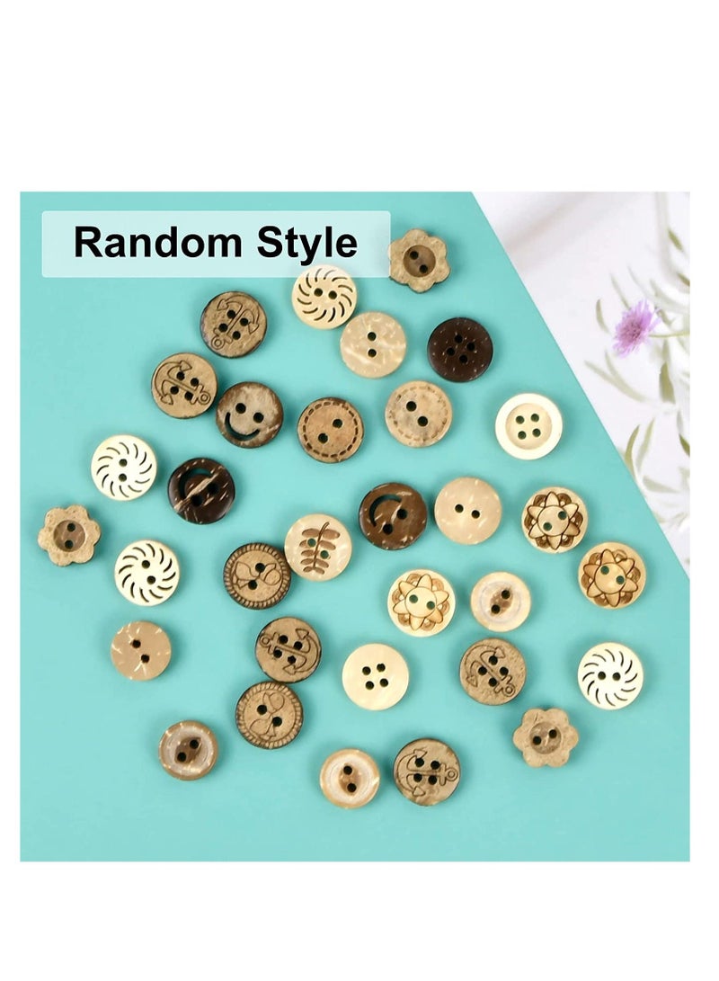 Y&D SYOSI Wooden Sewing Buttons Craft Wood Handmade Round Shape Button Natural Coconut with Storage Box for DIY Baby Cardigans Knitting Clothes Hats Scrapbook Decorations, 13mm 100 Pcs - Image 3