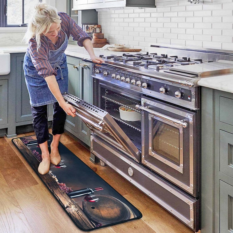 OUXIOAZ Wine Kitchen Rugs and Mats Non Skid Washable Absorbent Microfiber Kitchen Mat for Floor, Kitchen Mat Set of 2 Wine Kitchen Decor Stain Resistant 17"x47"+17"x30" - Image 3