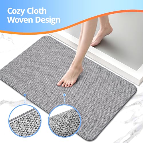 HOMTEB Bath Mat Non-Slip, Ultra Thin Bathroom Rugs with Rubber Backing, Absorbent,Quick Dry Machine Washable, Home Decor Accessories Cozy Cloth Bathroom Rugs fit Under Door/Sink/Tub/Shower,Gray,17x27 Inch - Image 3