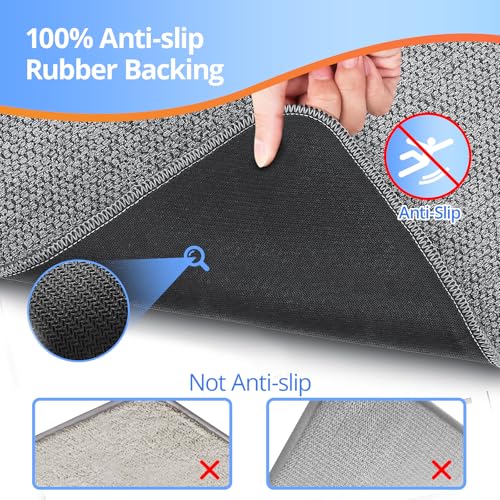 HOMTEB Bath Mat Non-Slip, Ultra Thin Bathroom Rugs with Rubber Backing, Absorbent,Quick Dry Machine Washable, Home Decor Accessories Cozy Cloth Bathroom Rugs fit Under Door/Sink/Tub/Shower,Gray,17x27 Inch - Image 4