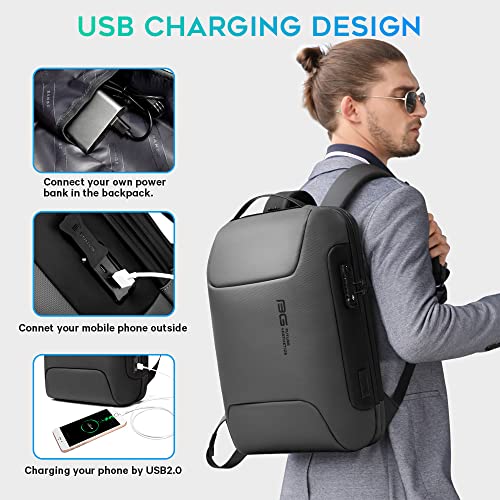 BANGE Anti Theft Backpack，Smart Business Laptop Fits 15.6 Inch Notebook, Work Backpack with USB Charging Port for Men and Women… - Image 4