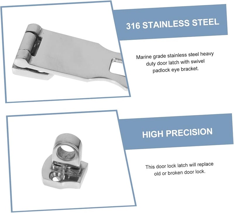 Heavy Duty Stainless Steel Hasp Lock Latch with Padlock Bracket for Cabinet Boat Door - Image 3